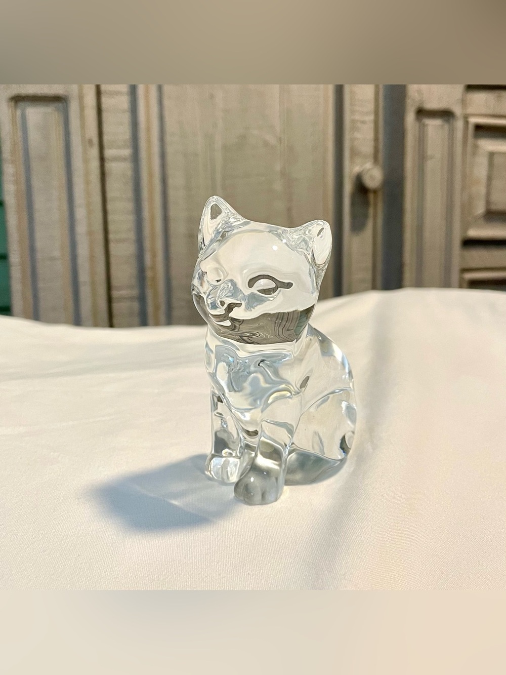 VTG Princess House Feline Figurine - 24% Lead Crystal - Glass Cat Collection